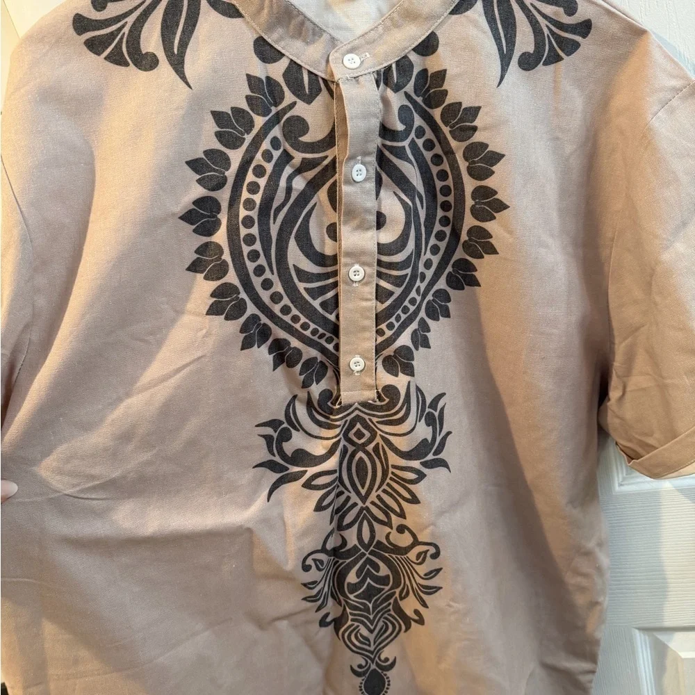 ALOHAS Beige and Black Patterned Shirt